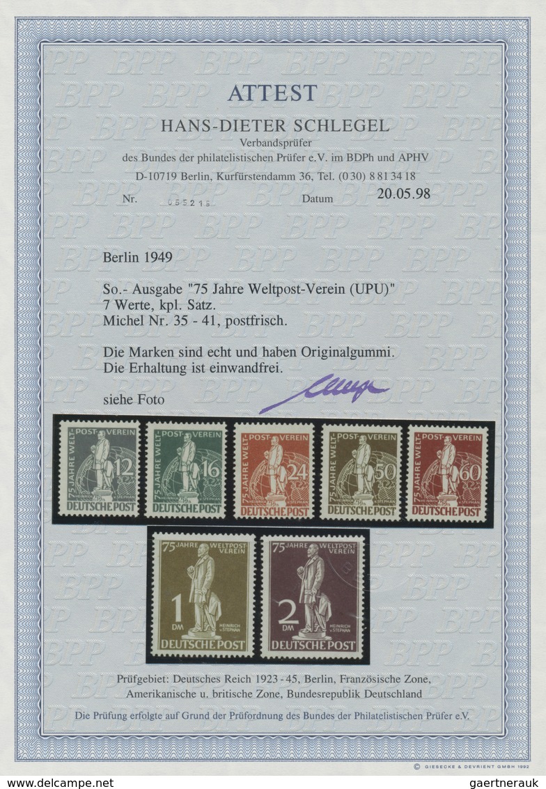 Berlin: 1949, "75 Jahre Weltpostverein", Kompl. Satz Einwandfrei Postfrisch Ohne Die üblichen Büge, - Used Stamps