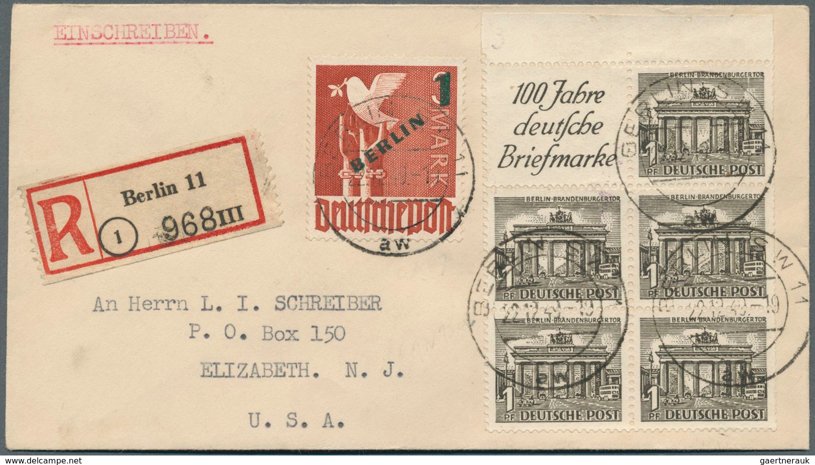 Berlin: 1949, Grünaufdruck 1 Mk Mit Heftchenblatt 100 Jahre Deutsche Briefmarke Und 5 X 1 Pfg. Brand - Used Stamps