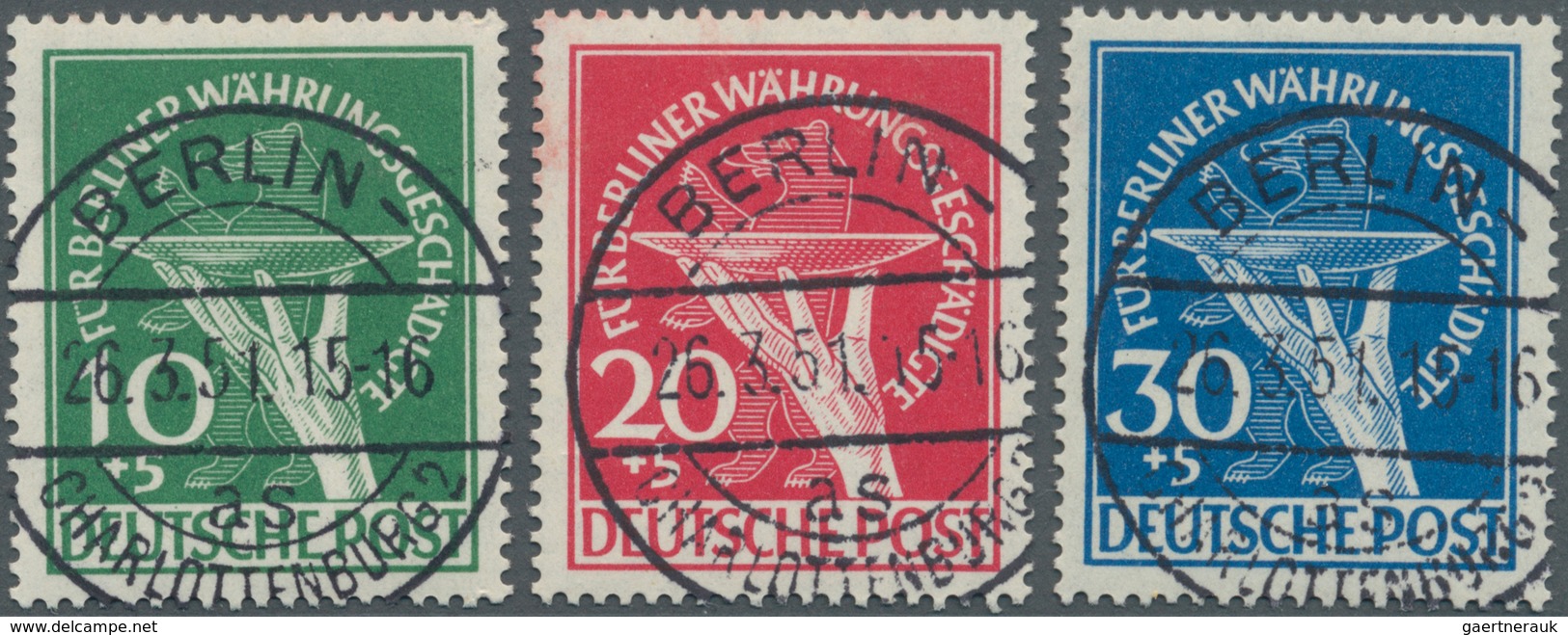 Berlin: 1949, 10 - 30 Pf „Währungsgeschädigte", Nahezu Zentrisch Gestempelter Satz Der Berliner Vers - Used Stamps