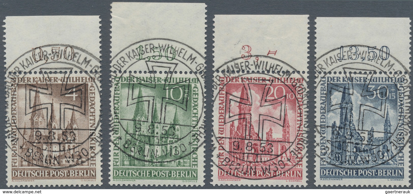 Berlin: 1953, Gedächtniskirche, Kompl. Satz Einheitlich Vom Oberrand (dort Jeweils Mit Haftstelle) M - Usati