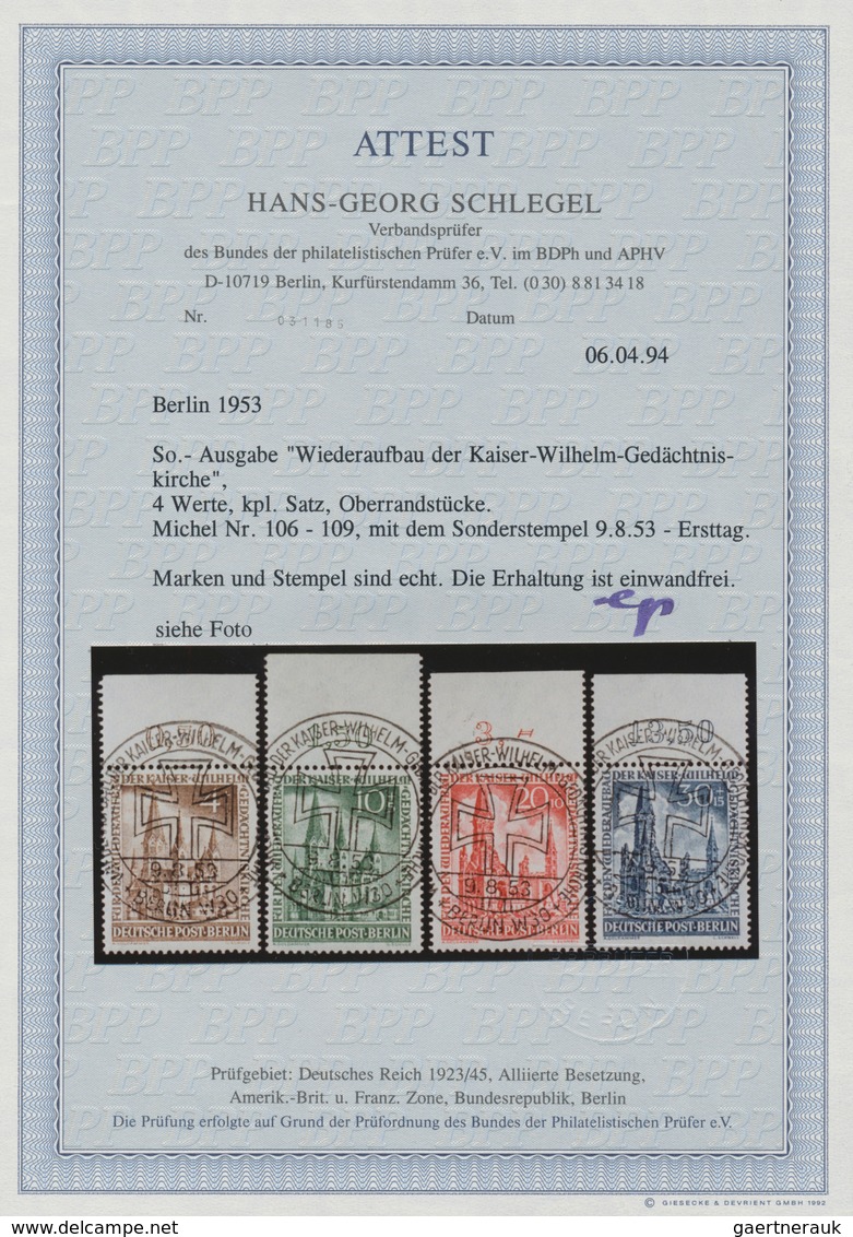 Berlin: 1953, Gedächtniskirche, Kompl. Satz Einheitlich Vom Oberrand (dort Jeweils Mit Haftstelle) M - Usati