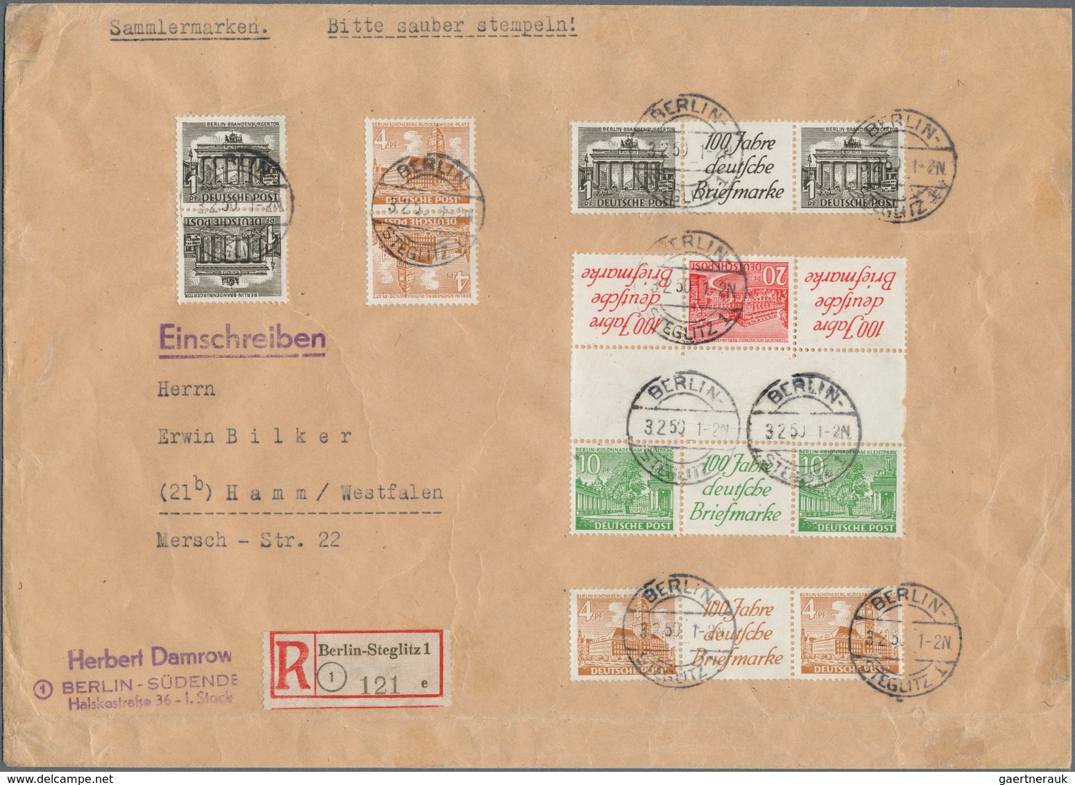 Berlin - Zusammendrucke: 1949, Bauten/100 Jahre Deutsche Briefmarke, Die Seltenen Zusammendrucke Als - Se-Tenant