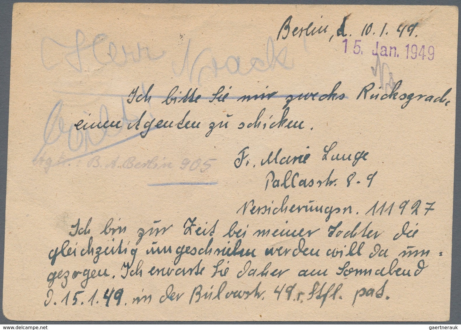 Berlin - Postkrieg: 1948, Drei Belege Mit Unterschiedl. Frankaturen Und Teils Unterschiedl. Zusatzst - Altri & Non Classificati