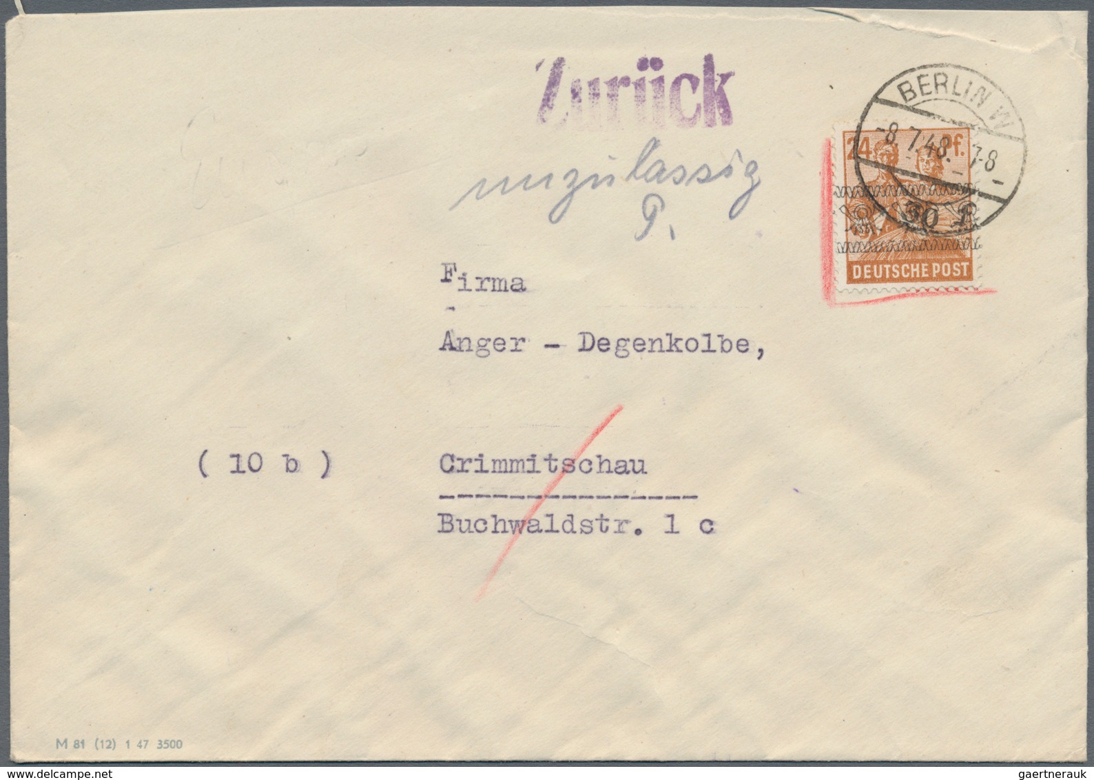 Berlin - Postkrieg: 1948, Drei Belege Mit Unterschiedl. Frankaturen Und Teils Unterschiedl. Zusatzst - Other & Unclassified