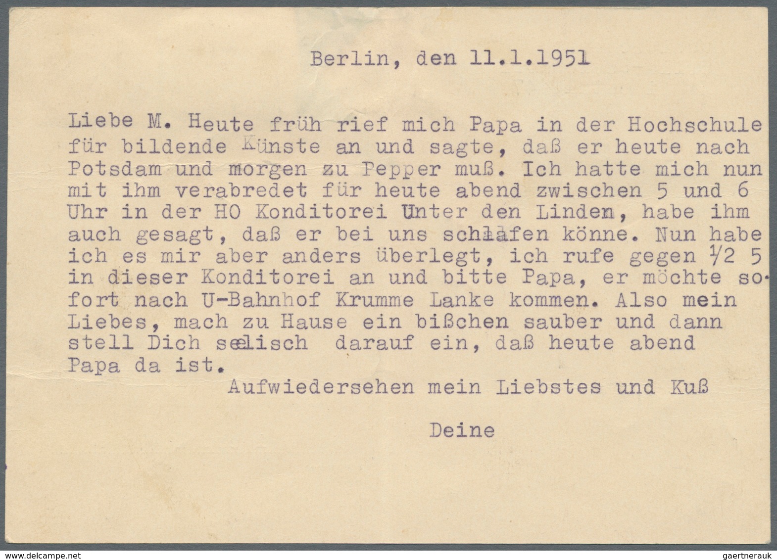 Berlin - Postschnelldienst: 1951: Schnelldienstkarte 80 Pfennig Mit 30 Und 50 Pfennig Bauten I Ab Wi - Other & Unclassified