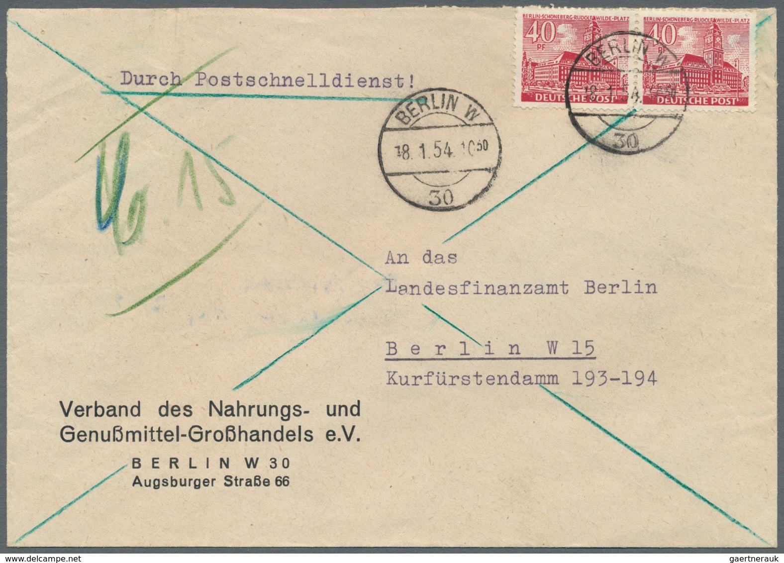 Berlin - Postschnelldienst: 1953/1954: Anschriftteil Schnelldienstbrief Höchste Gewichtsstufe – Gebü - Altri & Non Classificati