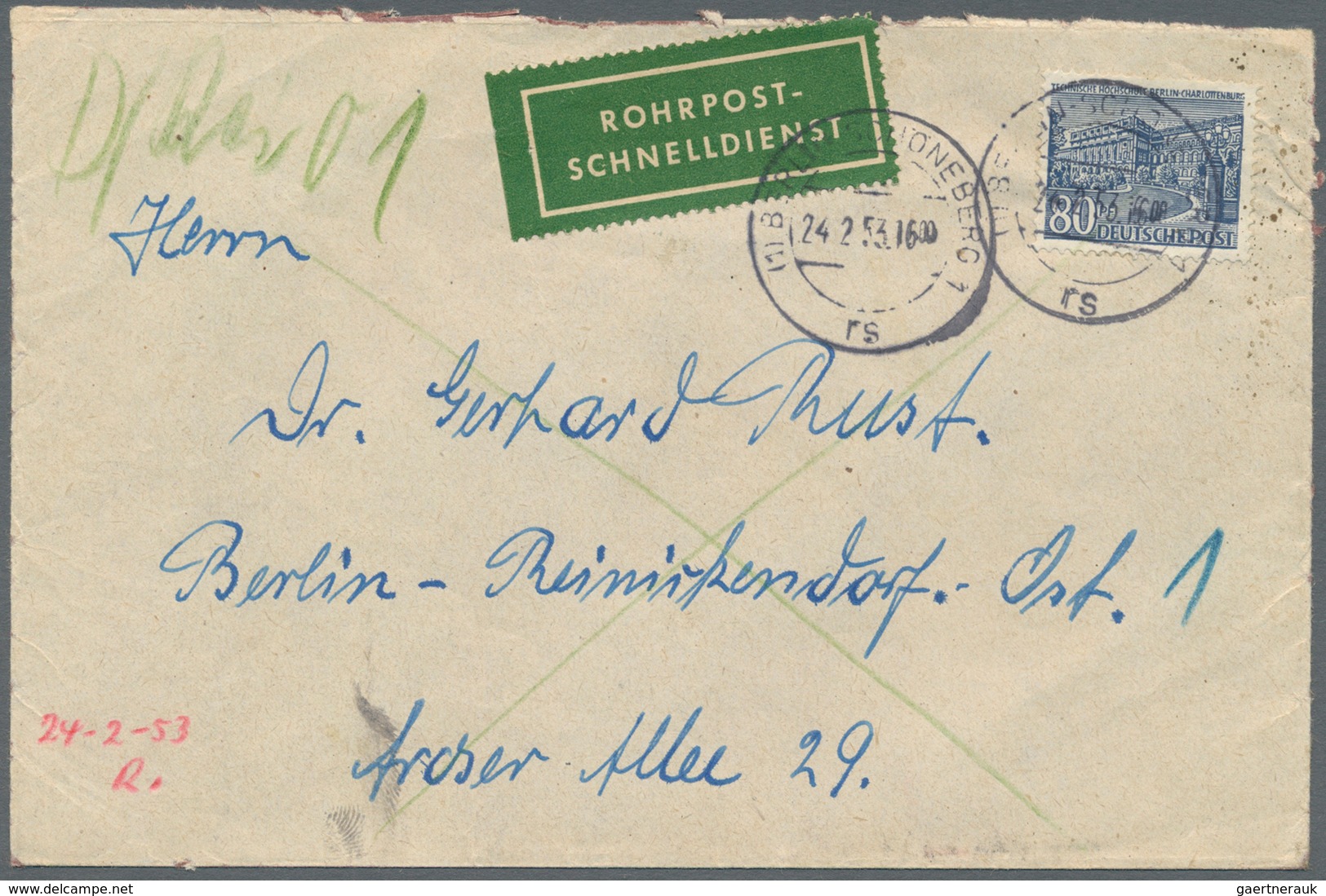 Berlin - Postschnelldienst: 1949/53:  Kleiner Posten Von Vier Schnelldienstbriefen, Alle Mit 80 Pfen - Altri & Non Classificati