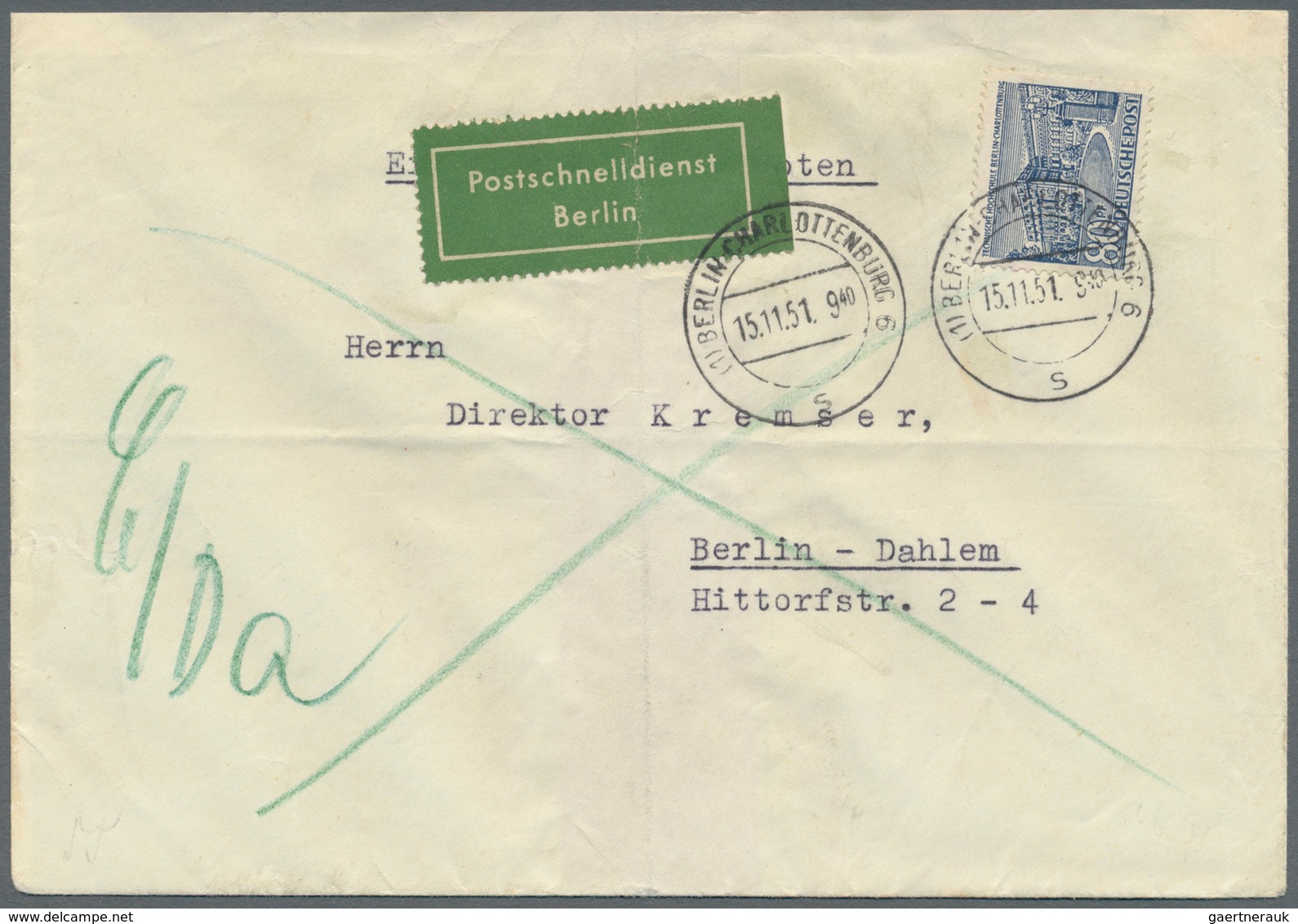 Berlin - Postschnelldienst: 1981: Schnelldienstbrief 80 Pfennig Bauten EF Ab Zweigpostamt Tempelhof - Other & Unclassified
