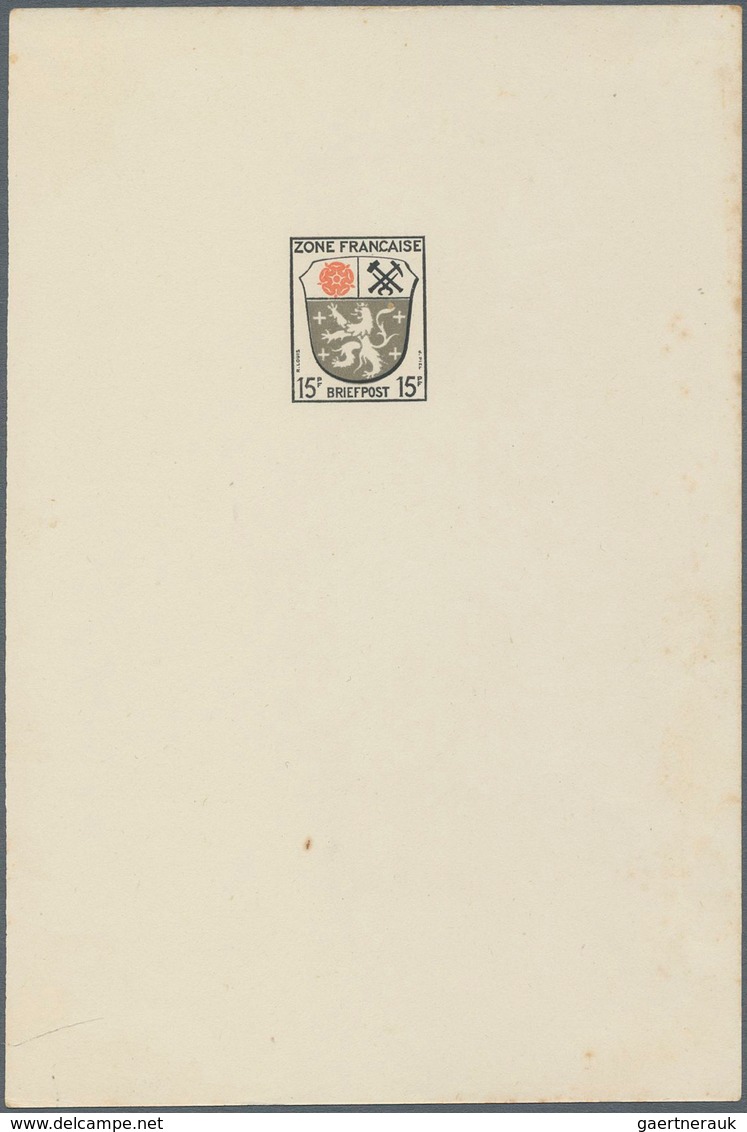 Französische Zone - Allgemeine Ausgabe: 1946, 1, 5, 10, 15, 24 und 30 Pfg Wappen je als Künstlerdruc