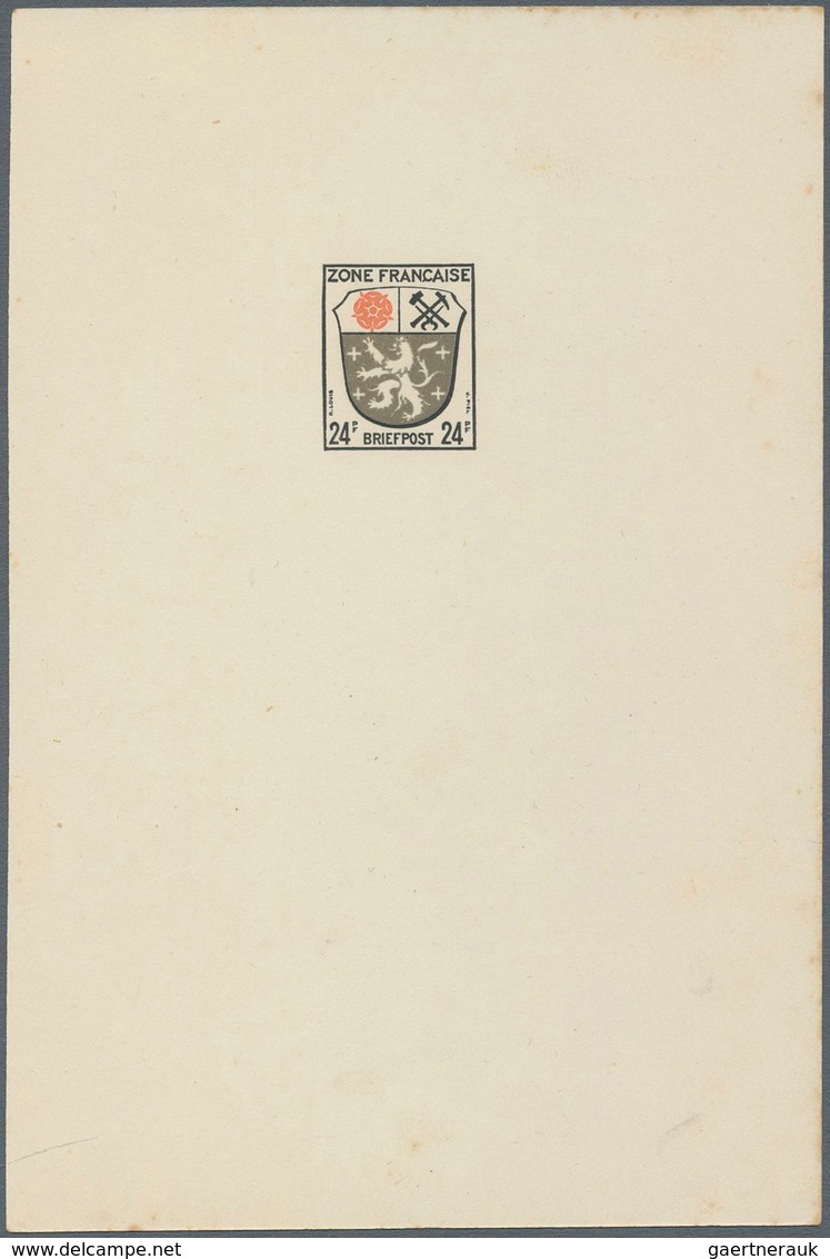 Französische Zone - Allgemeine Ausgabe: 1946, 1, 5, 10, 15, 24 und 30 Pfg Wappen je als Künstlerdruc