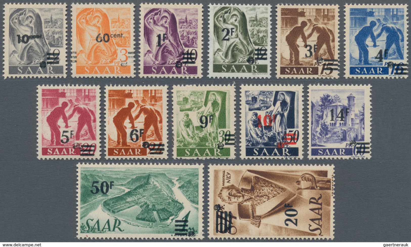 Saarland (1947/56): 1947, URDRUCK, Freimarken-Serie 13 Werte Komplett Einwandfrei Postfrisch Mit Auf - Used Stamps