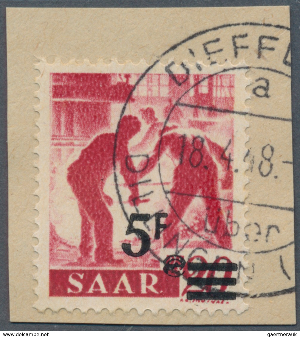 Saarland (1947/56): 1947, Urdruck 5 Fr Auf 20 Pf Sauber Gestempelt Auf Kleinem Briefstück, Doppelt S - Usati