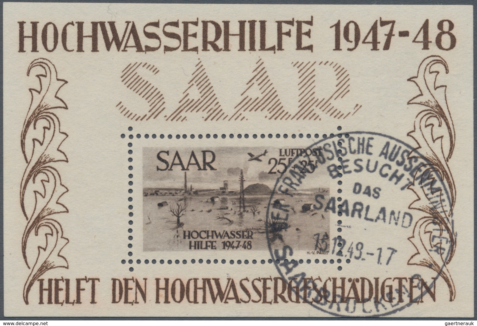 Saarland (1947/56): 1948, Hochwasserhilfe-Blockpaar, Jeweils Mit Sonderstempel "SAABRÜCKEN 2 DER FRA - Usati