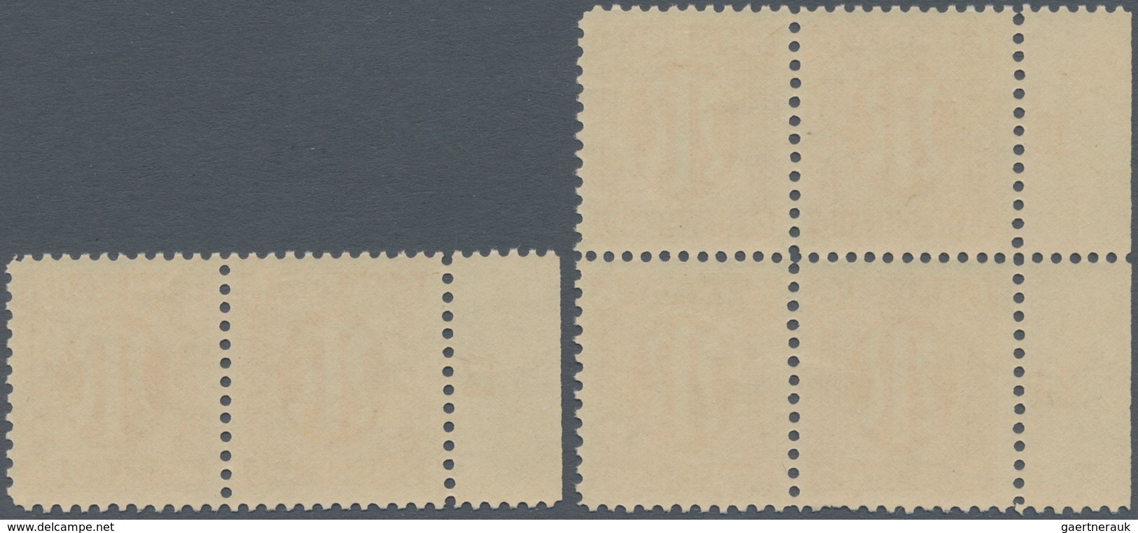 Bizone: 1945, AM-Post Deutscher Druck, Probedrucke auf Papier x (Farbe im UV-Licht abweichend) gez.