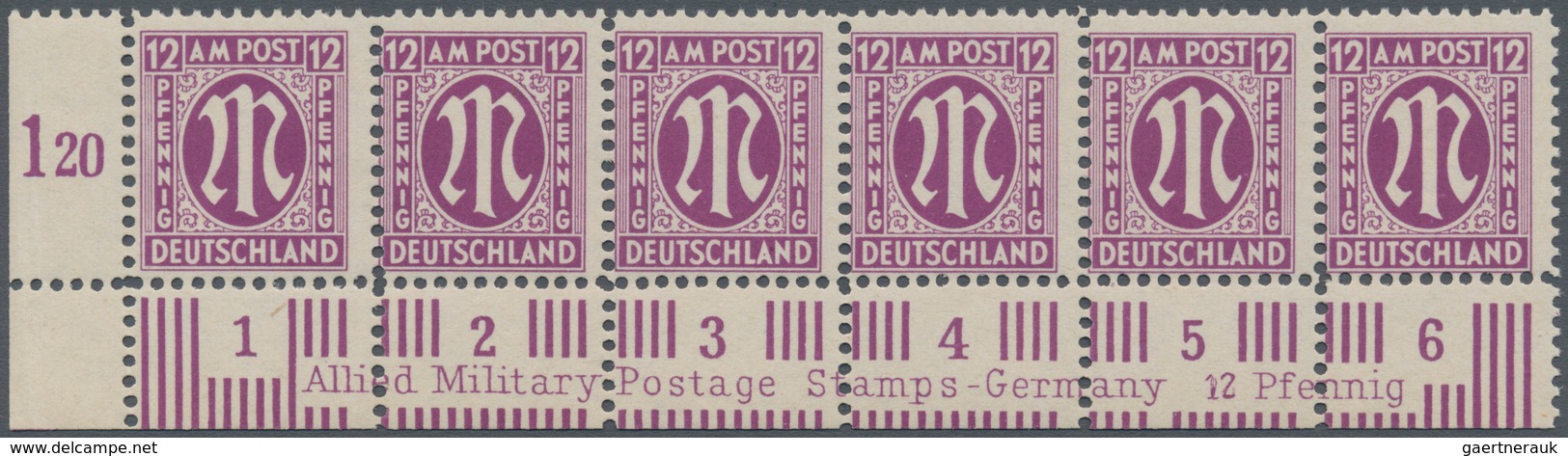 Bizone: 1945, AM-Post Deutscher Druck, Probedrucke auf Papier x (Farbe im UV-Licht abweichend) gez.