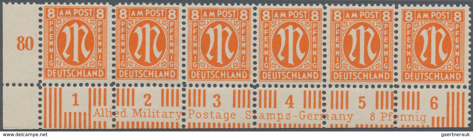 Bizone: 1945, AM-Post Deutscher Druck, Probedrucke auf Papier x (Farbe im UV-Licht abweichend) gez.