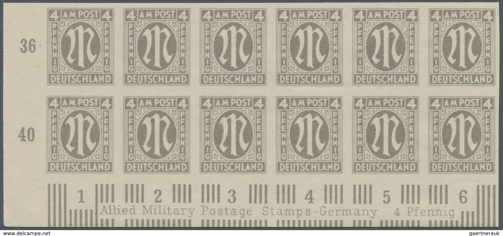 Bizone: 1945, AM-Post Deutscher Druck, Probedrucke Auf Papier X (Farbe Im UV-Licht Abweichend), 4 Pf - Other & Unclassified