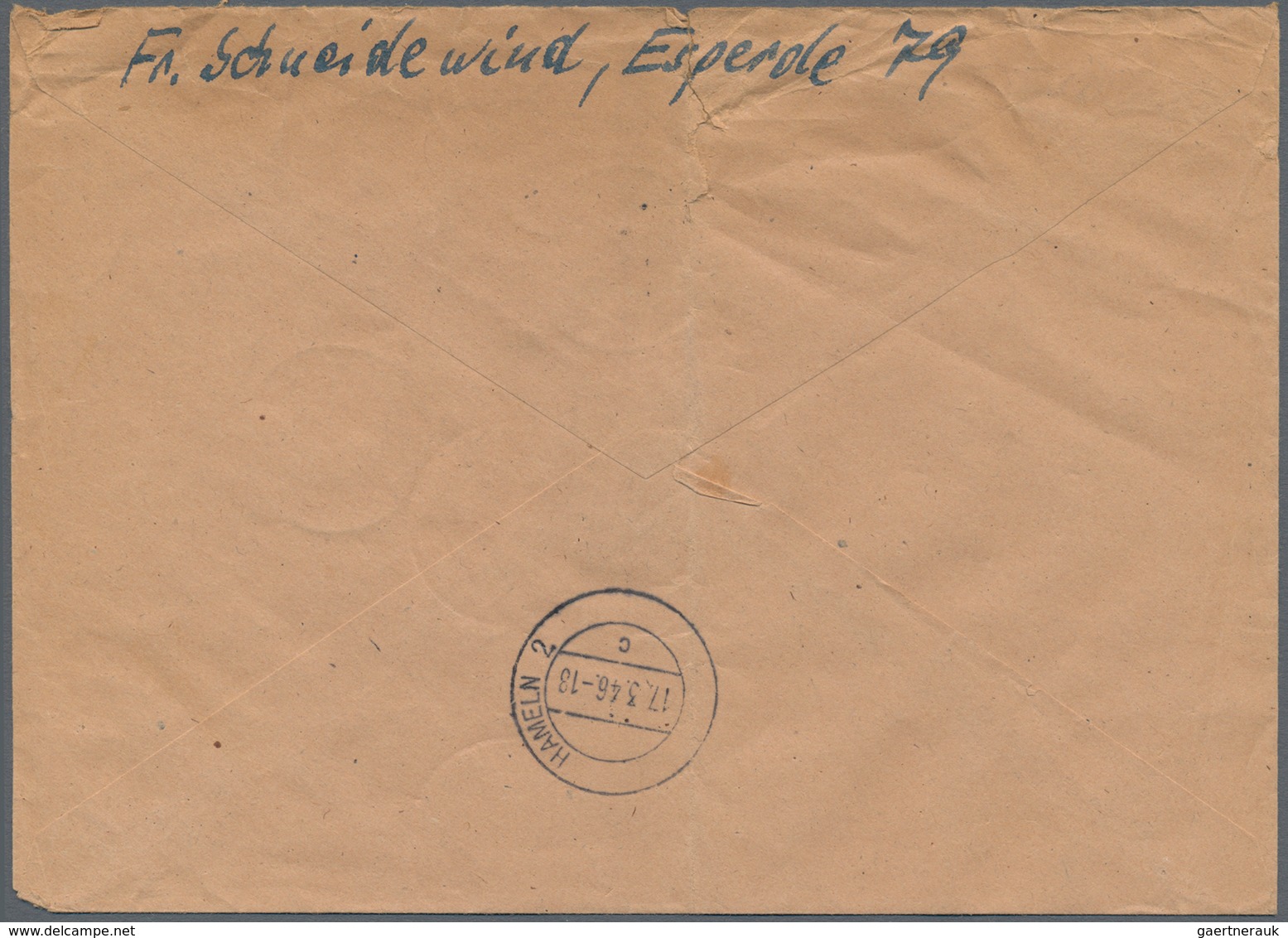 Bizone: 1945, AM-Post 80 Pf. Deutscher Druck Zusammen Mit 3, 5 Und 20 Pfg. Auf Orts-R-Brief "HAMELN - Otros & Sin Clasificación
