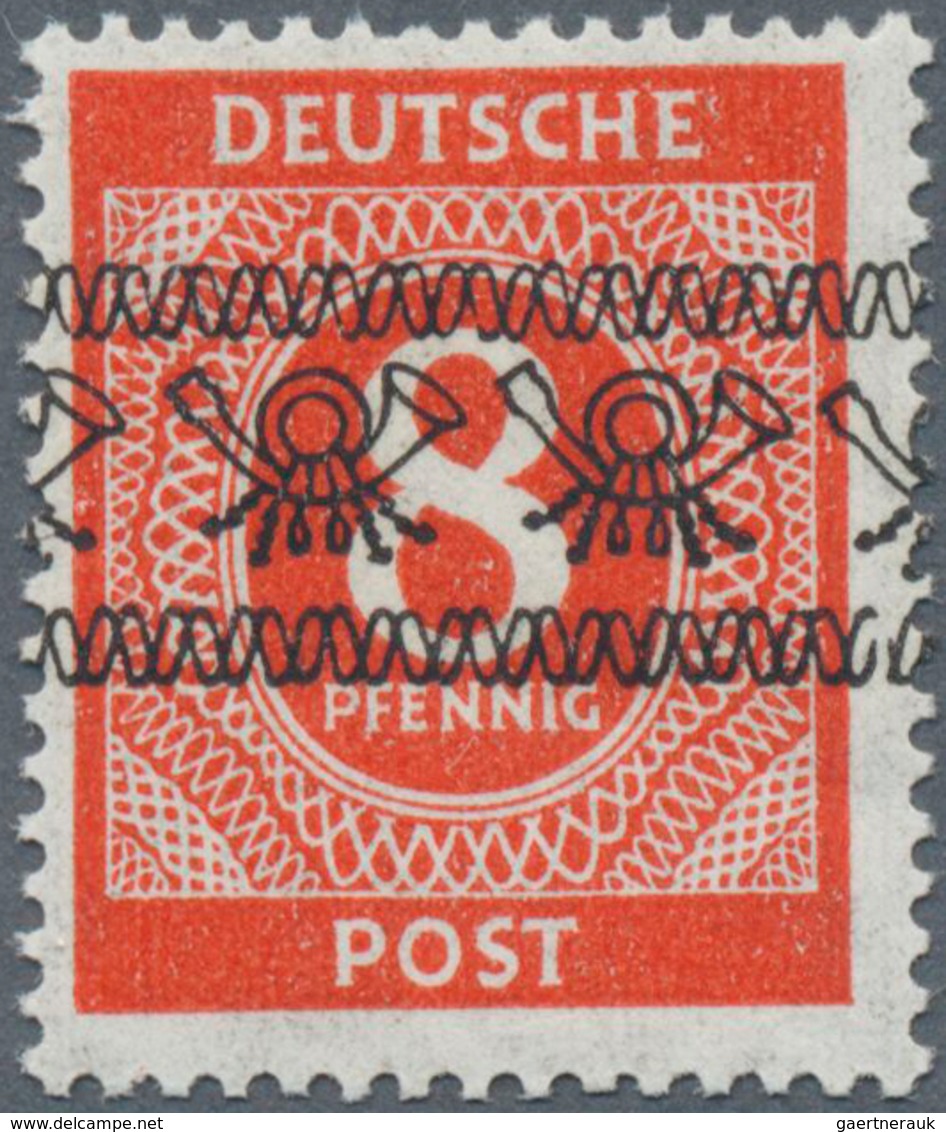 Bizone: 1948, 8 Pf Ziffer Orangerot Mit Bandaufdruck, Dünnes Papier, Tadellos Postfrisch, "echt Und - Altri & Non Classificati