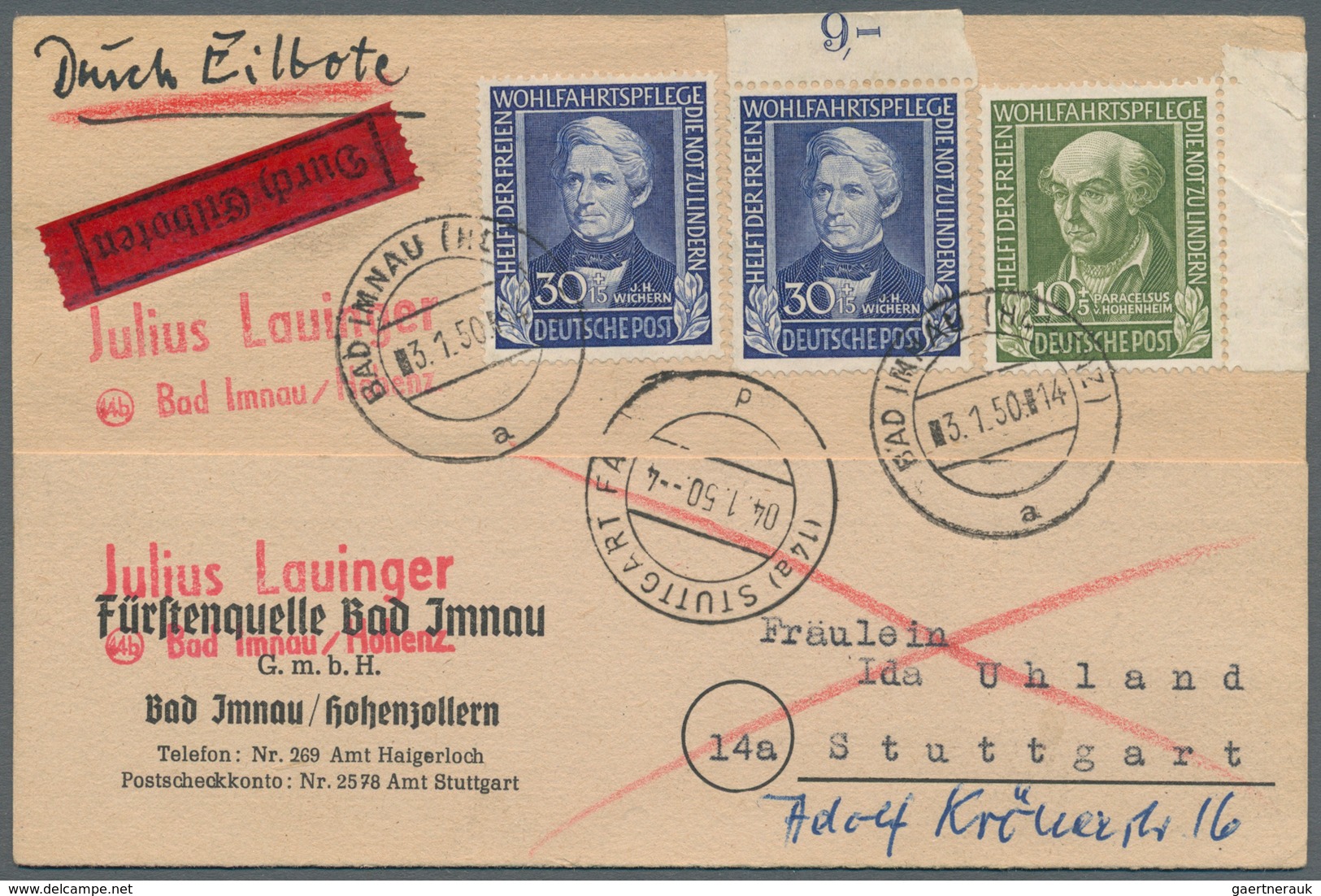 Bundesrepublik Deutschland: 1949, 30 Pfg. Helfer Der Menschheit, Zwei Werte, Zusammen Mit 10 Pfg. Al - Colecciones