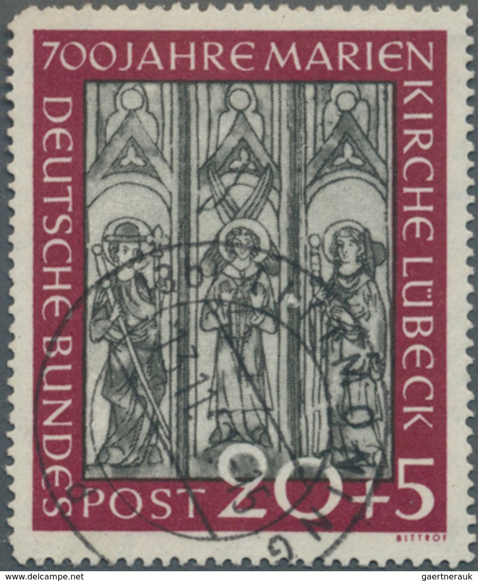 Bundesrepublik Deutschland: 1951, Marienkirche Lübeck 20+5 (Pf) Mit Plattenfehler "Sprung Im Mittler - Collections