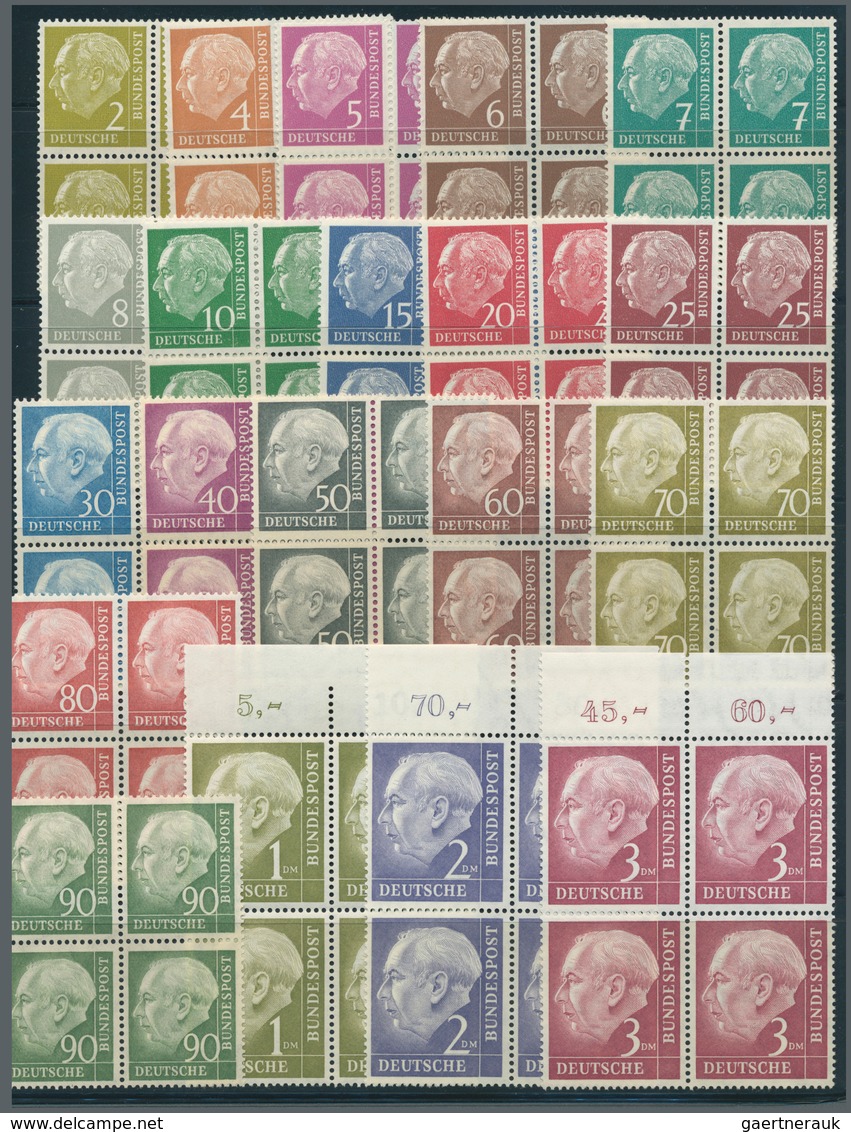 Bundesrepublik Deutschland: 1954, Freimarken: Bundespräsident Th. Heuß (I) Als Postfrischer 4-er Blo - Collections