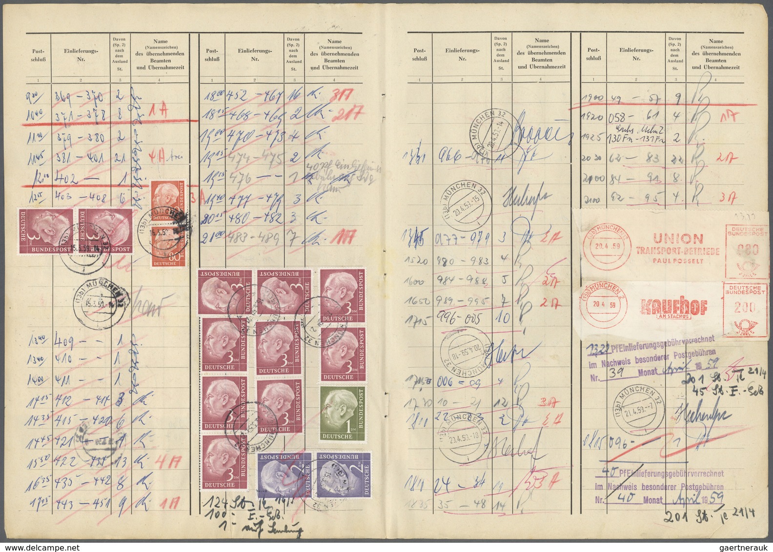 Bundesrepublik Deutschland: 1954, Heuss 1-3 DM, Mehrfach Meist In Einheiten Von Paar Bis 6er-Block A - Collections