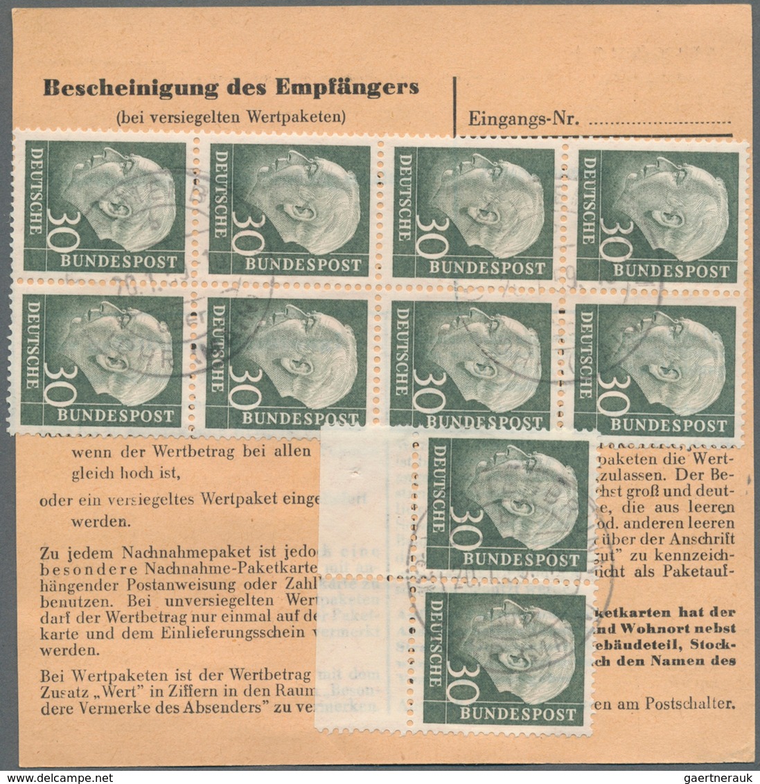Bundesrepublik Deutschland: 1957/1958, Freimarken "Bundespräsident Heuss (II)" 30 (Pf), Ohne Fluores - Collections