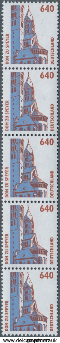 Bundesrepublik - Rollenmarken: 1995, Postfrischer Fünferstreifen 640 Pf "Dom Zu Speyer" Mit Zwei Neu - Roller Precancels