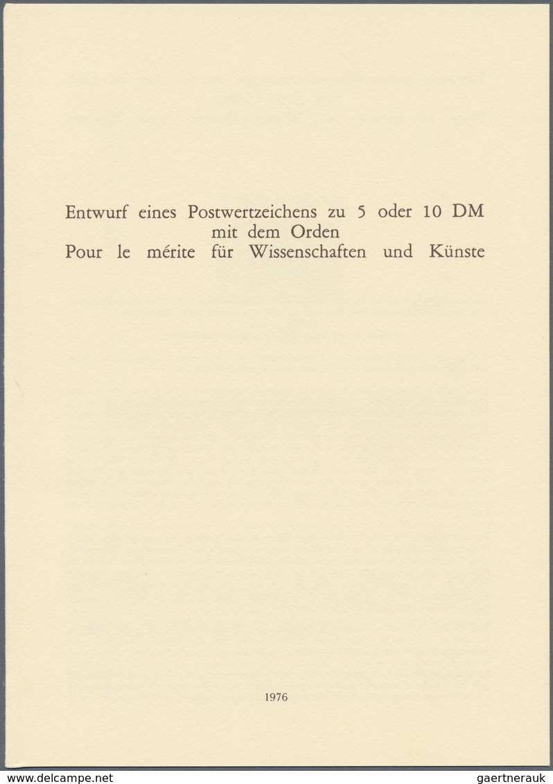 Bundesrepublik - Besonderheiten: 1976, Pour Le Merite 5 DM, Essay Eines Nicht Zur Ausgabe Gelangten - Altri & Non Classificati