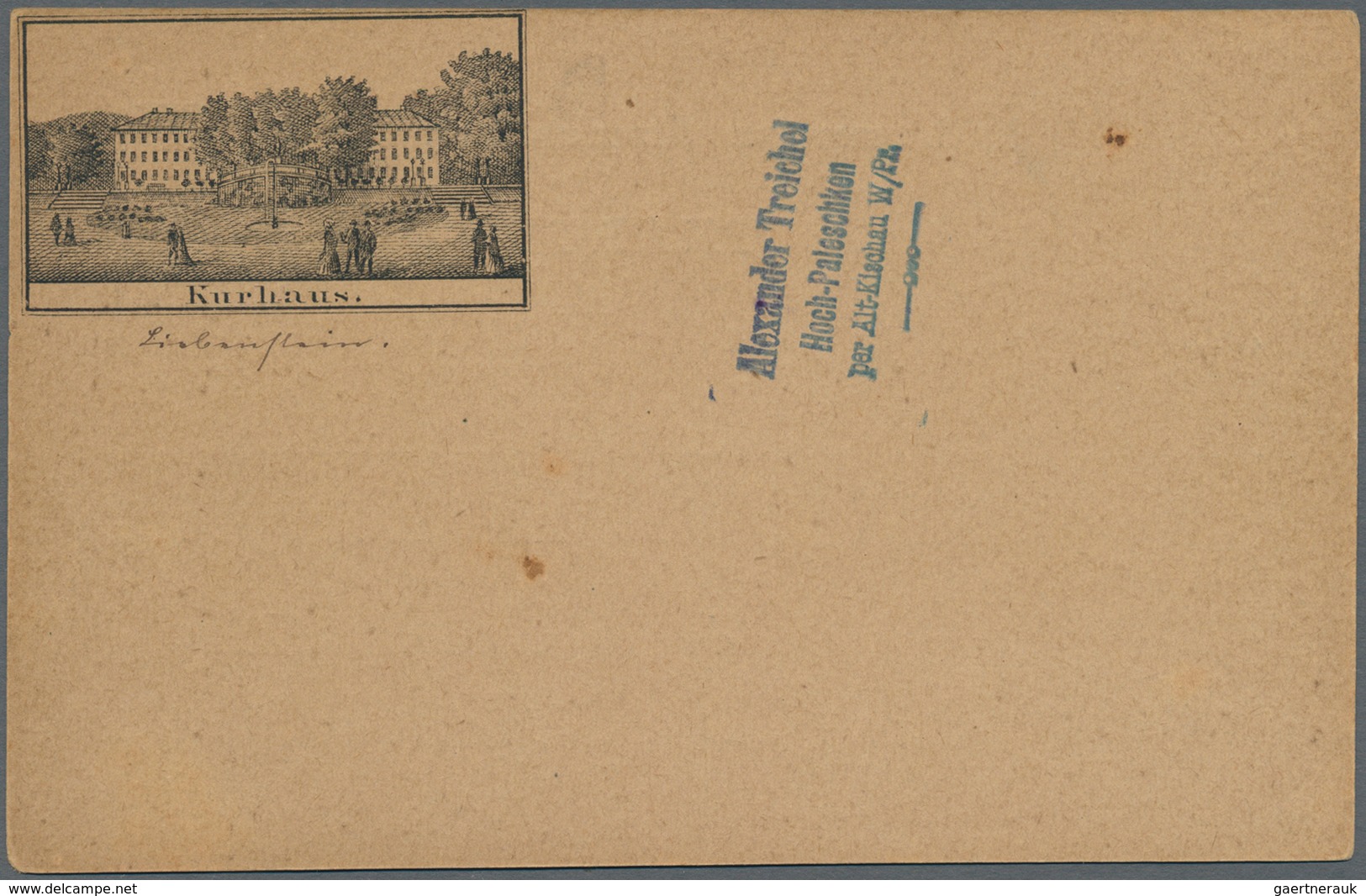 Ansichtskarten: Vorläufer: 1879 Ca., LIEBENSTEIN KURHAUS, Vorläuferkarte 5 Pf. Lila Als Privatganzsa - Unclassified