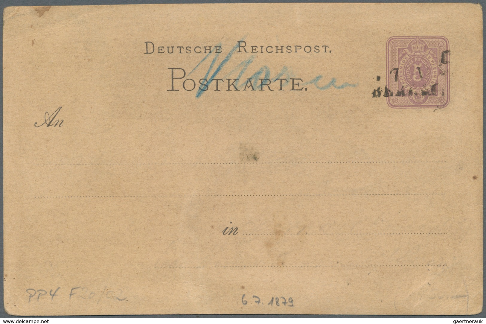 Ansichtskarten: Vorläufer: 1879, RUDELSBURG, Vorläuferkarte 5 Pf. Lila Als Privatganzsache, Stempel - Non Classificati