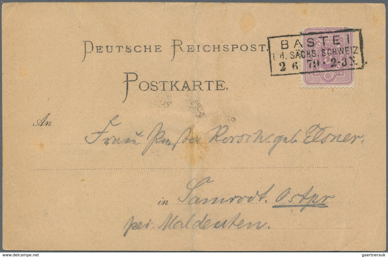 Ansichtskarten: Vorläufer: 1879, SÄCHSISCHE SCHWEIZ "Basteibrücke", Vorläuferkarte Mit R3 BASTEI 2.6 - Non Classificati
