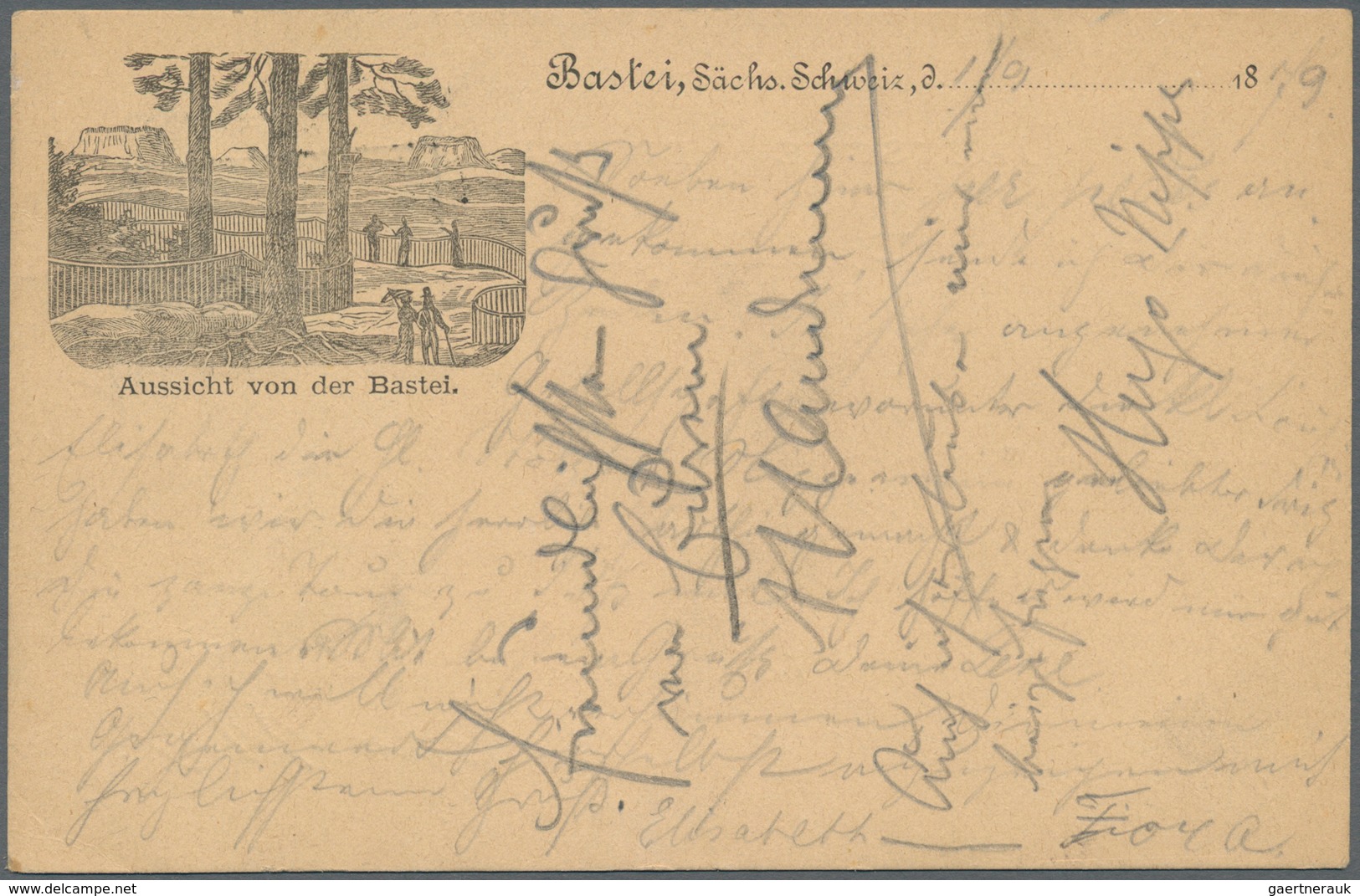 Ansichtskarten: Vorläufer: 1879, SÄCHSISCHE SCHWEIZ "Aussicht Von Der Bastei", Vorläuferkarte Mit R3 - Unclassified