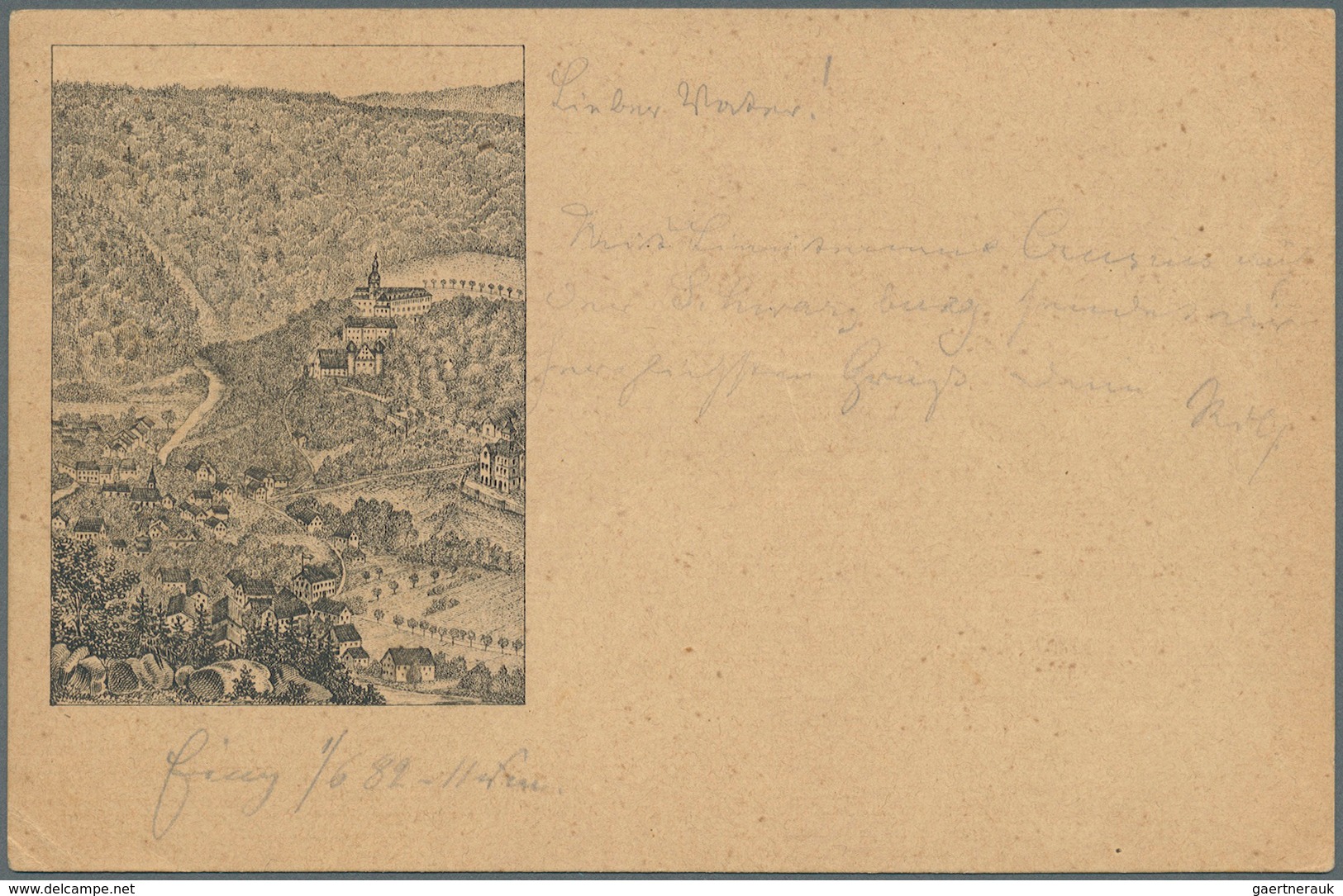 Ansichtskarten: Vorläufer: 1882, SCHWARZBURG, Vorläuferkarte Mit K1 SCHWARZBURG / 30.5.82, Marginal - Unclassified