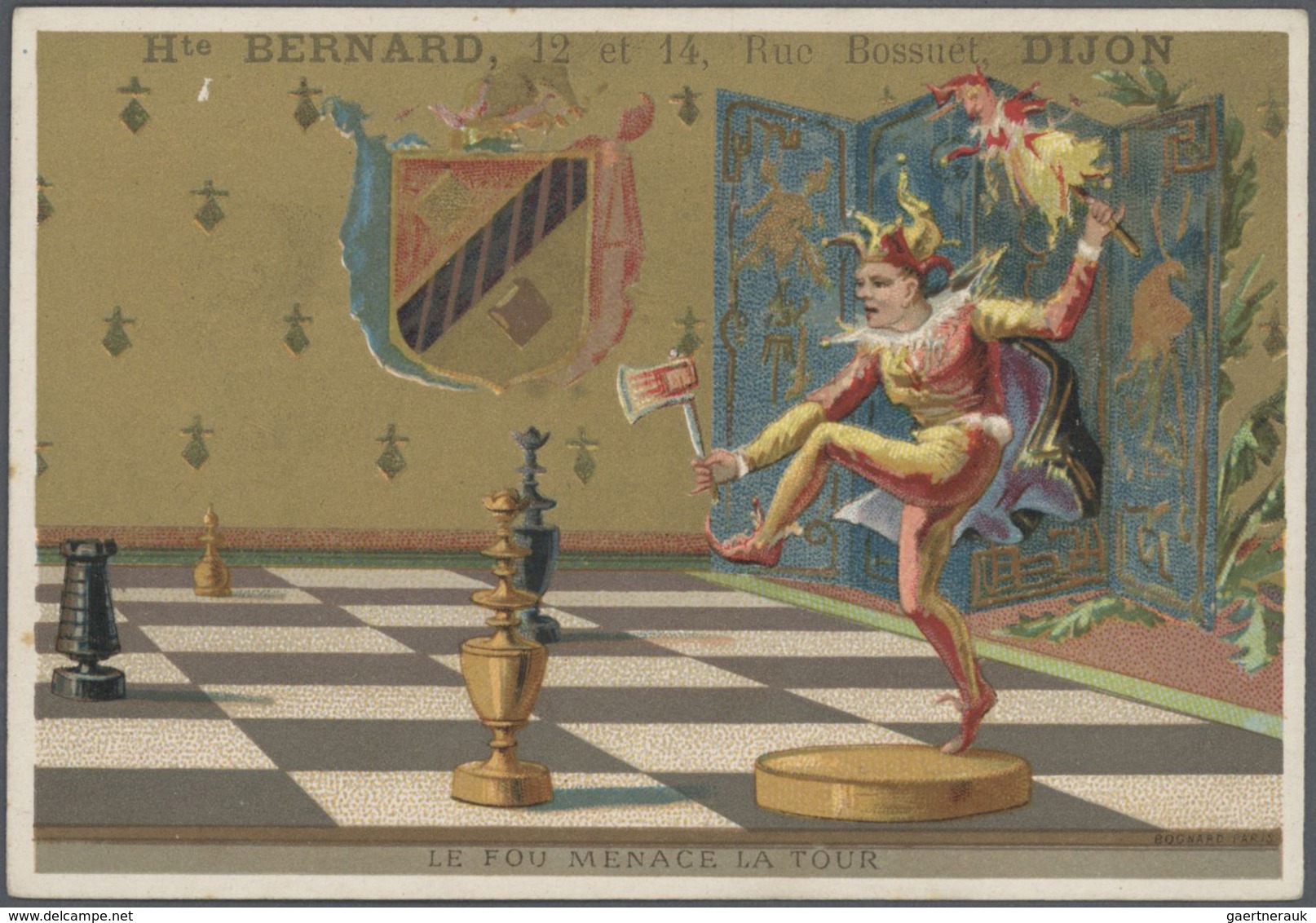 Ansichtskarten: Motive / Thematics: SPORT / SPIELE / SCHACH, 10 lithographische Kaufmannsbilder oder