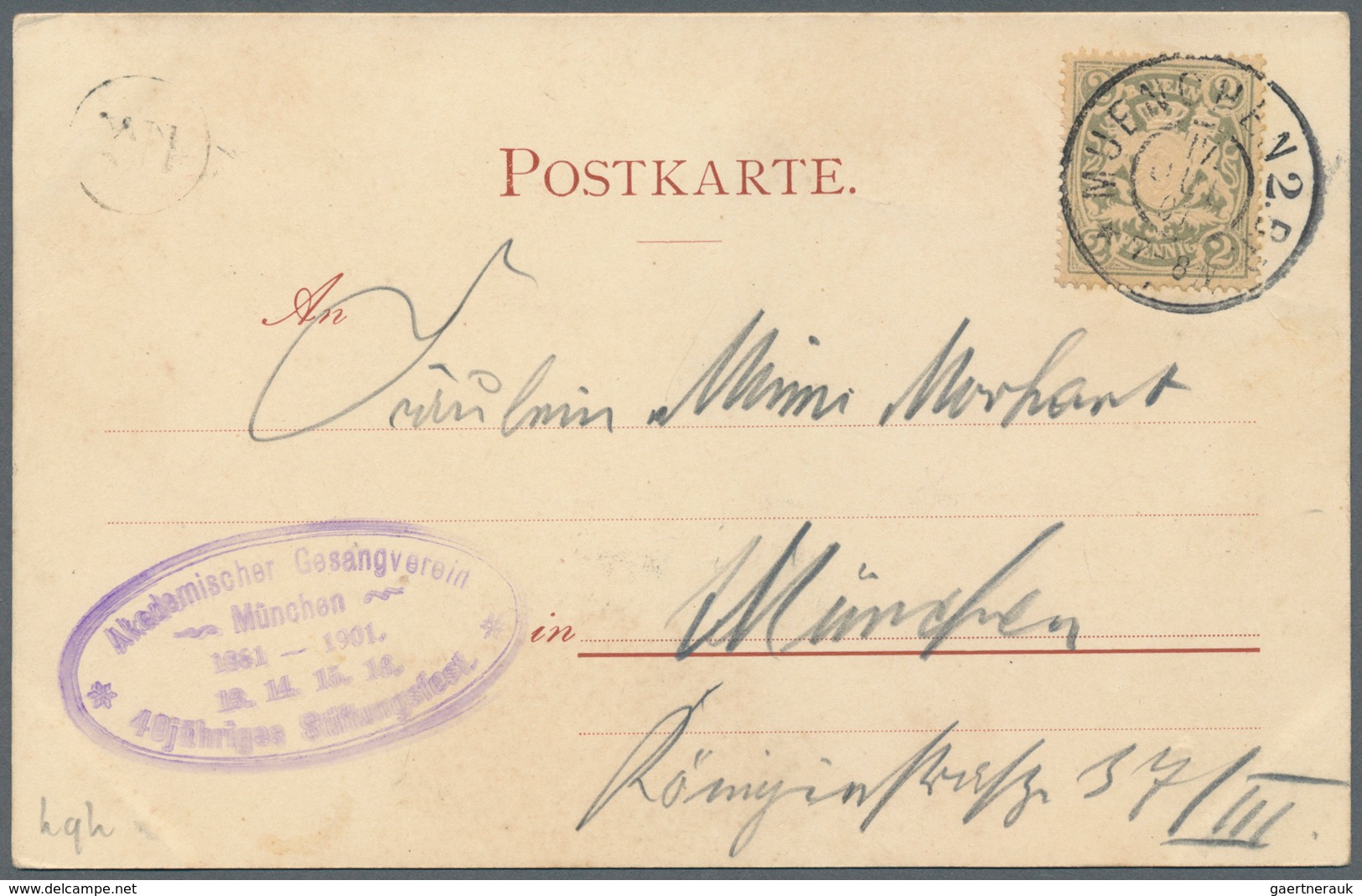 Ansichtskarten: Bayern: MÜNCHEN, Akademischer Gesangsverein "Stiftungsfest 1901", 5 Verschiedene Kar - Altri & Non Classificati