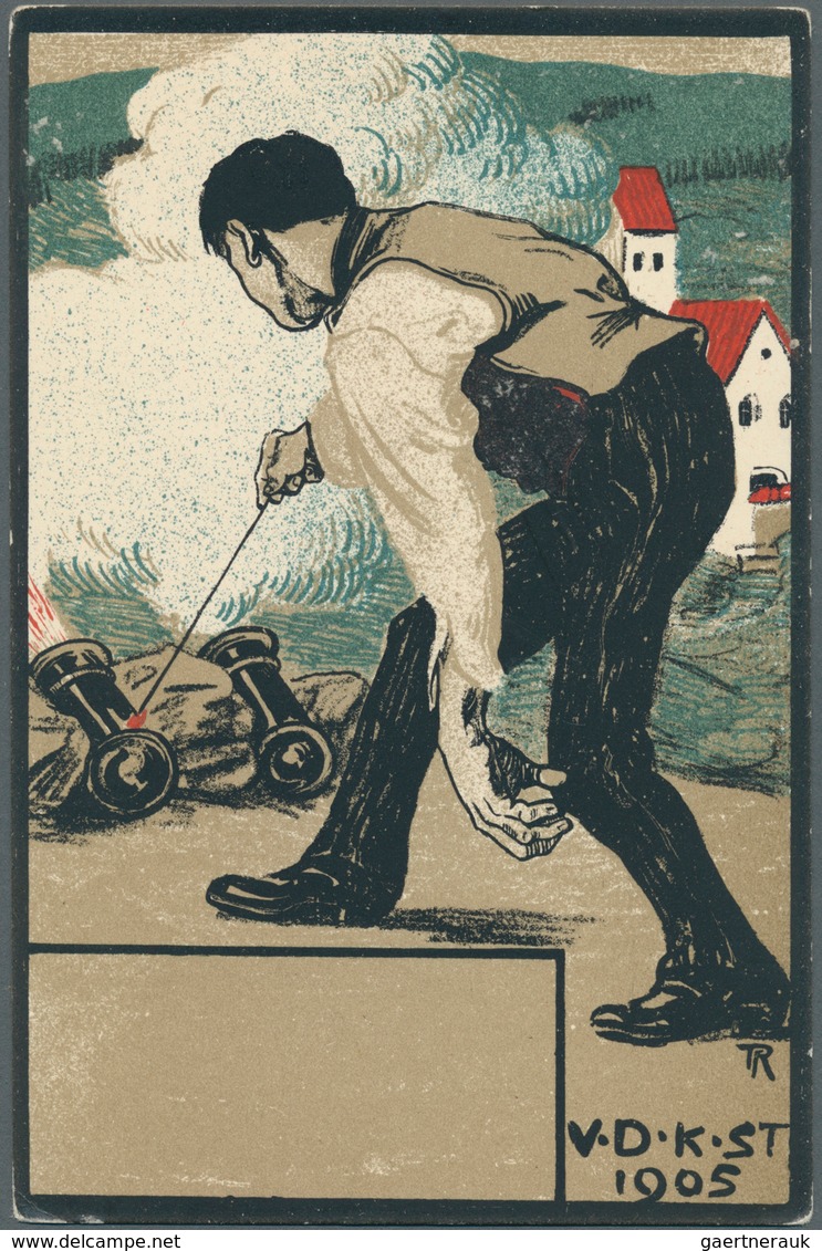 Ansichtskarten: Bayern: MÜNCHEN/"Bauern-Kita": 1905, "Mina Und Lisl Auf Der Bauern-Kirta", Handgemal - Other & Unclassified