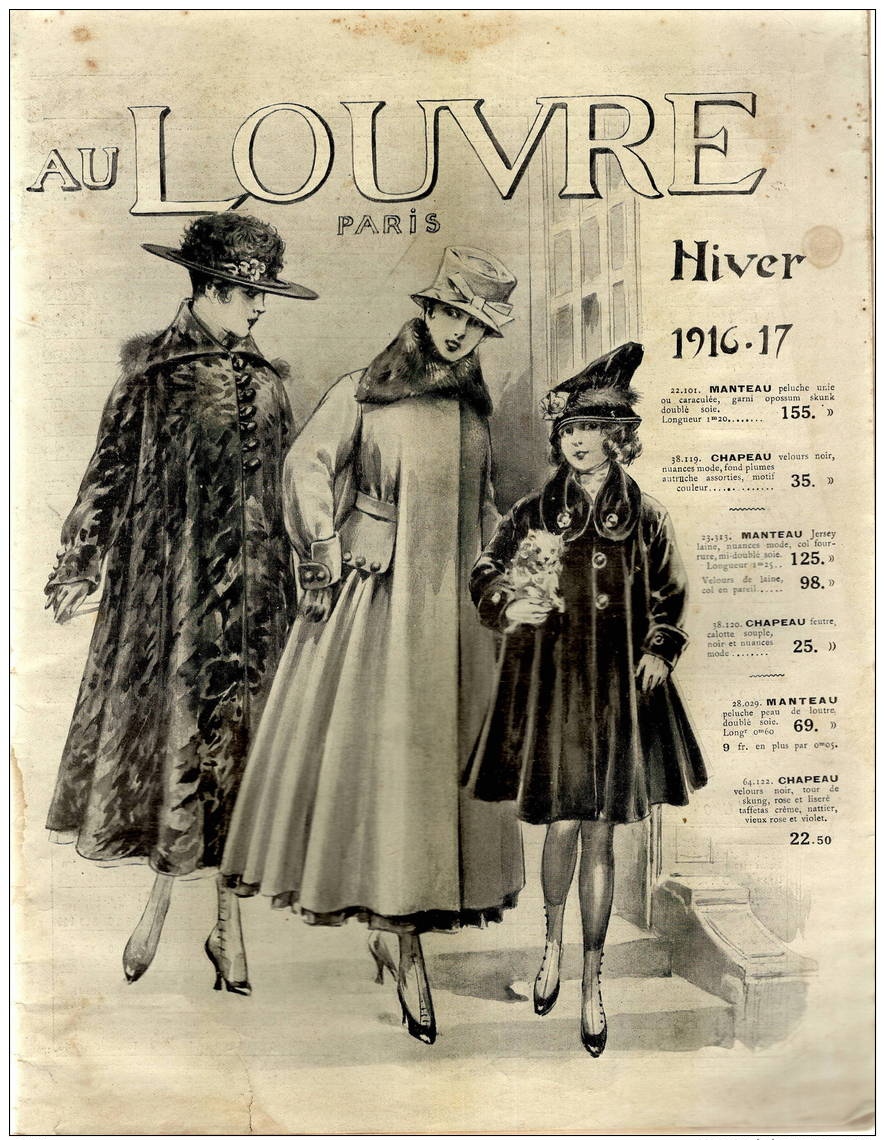 WW1   Paris Catalogue "Au Louvre Hiver 1916-1917" 72 Pages   état B/TB - Publicidad