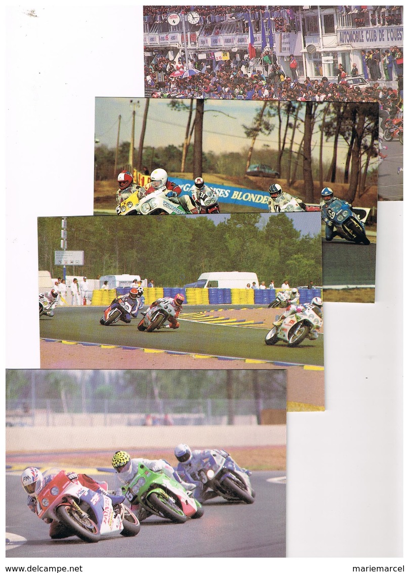 Lot De 4 Cartes. FRANCE. LE MANS 72 SARTHE. CIRCUIT BUGATTI.  24 HEURES MOTO. LE DEPART ETC ... - Sport Moto