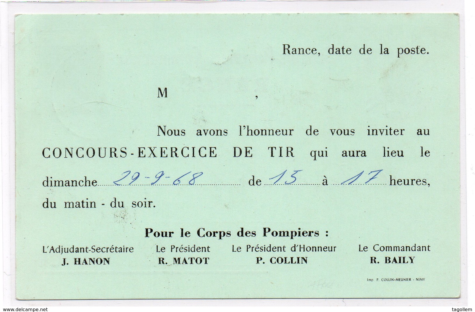 Sivry - Rance . Carte De Correspondance Sapeurs Pompiers Communaux De Rance - Sivry-Rance