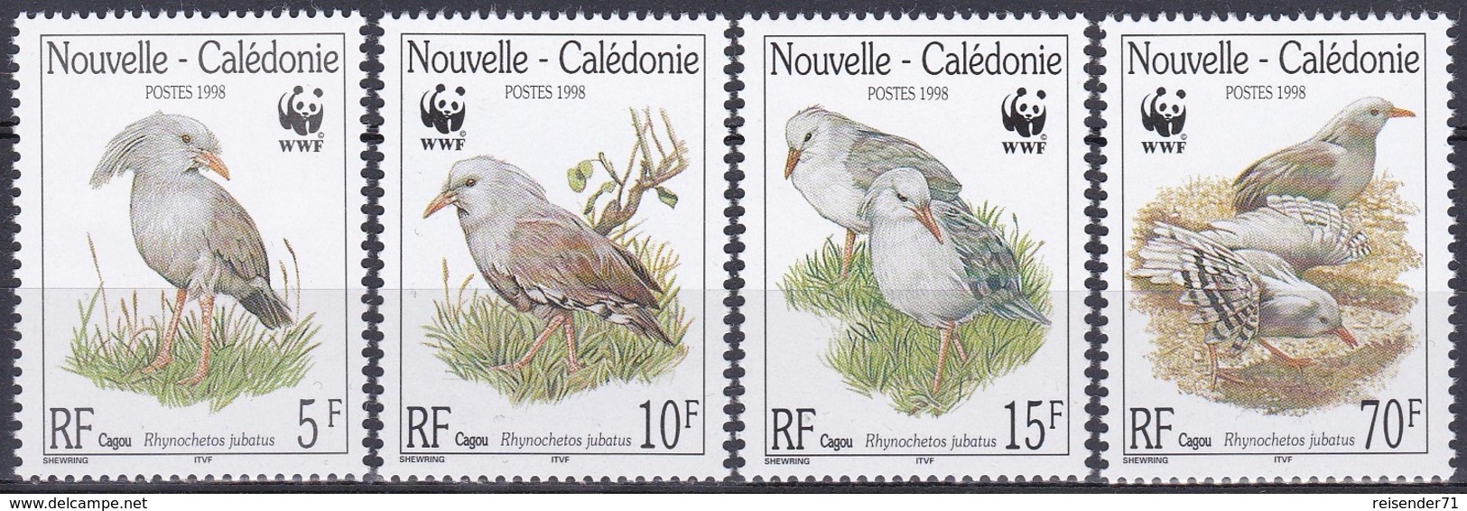 Neukaledonien New Caledonia 1998 Tiere Fauna Animals Vögel Birds Oiseaux Aves Uccelli Kagu WWF, Mi. 1144-7 ** - Neufs