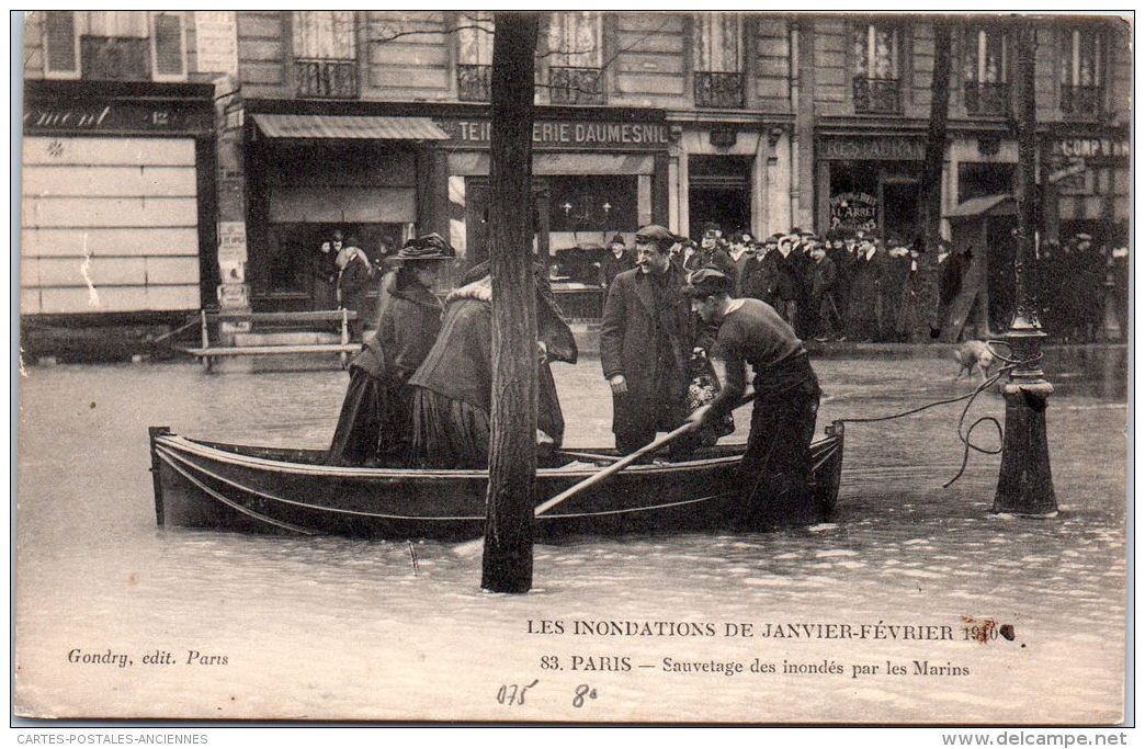 75 PARIS - Crue 1910, Sauvetage Des Inondés Par Les Marins - Autres & Non Classés