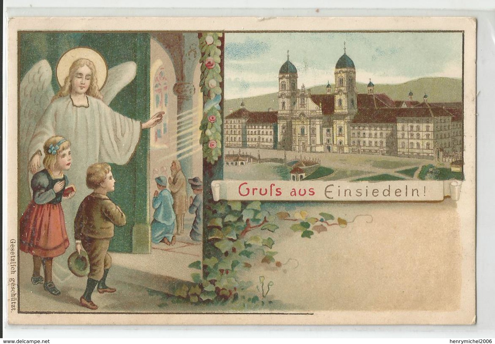 Suisse - Sz Schwyz Gruss Aus Einsiedeln 1907 Illustrée Ange - Einsiedeln