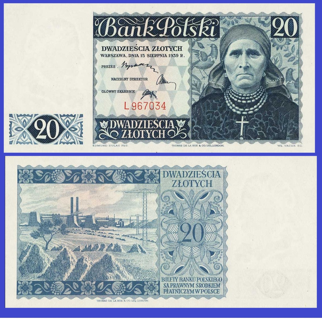 Poland  20 Zloty 1939 - REPLICA --  REPRODUCTION - Polonia