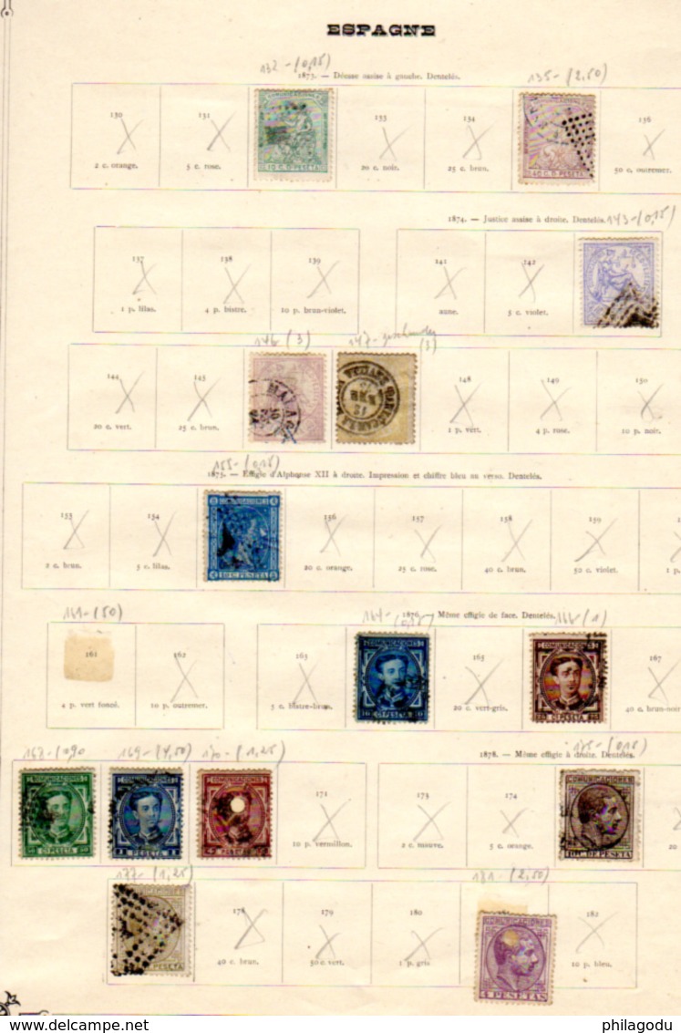 1873-79  Espagne, Allégorie De L’Espagne, Alphonse XII, Entre 132 Et 192 Ob, Cote 107 €, - Used Stamps