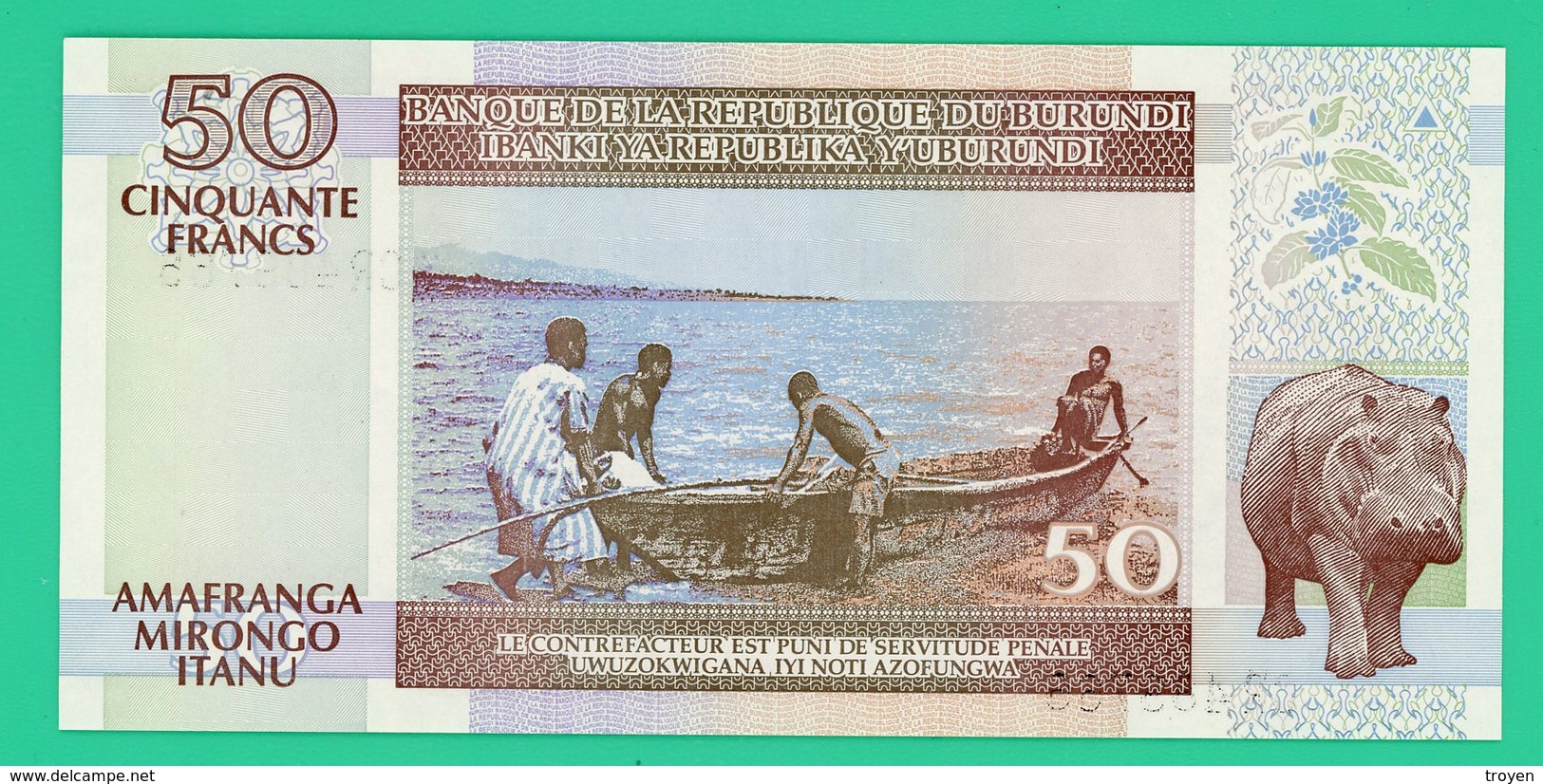 50 Francs - Burundi - 2001 - N° CR 489765 -  Neuf - - Burundi