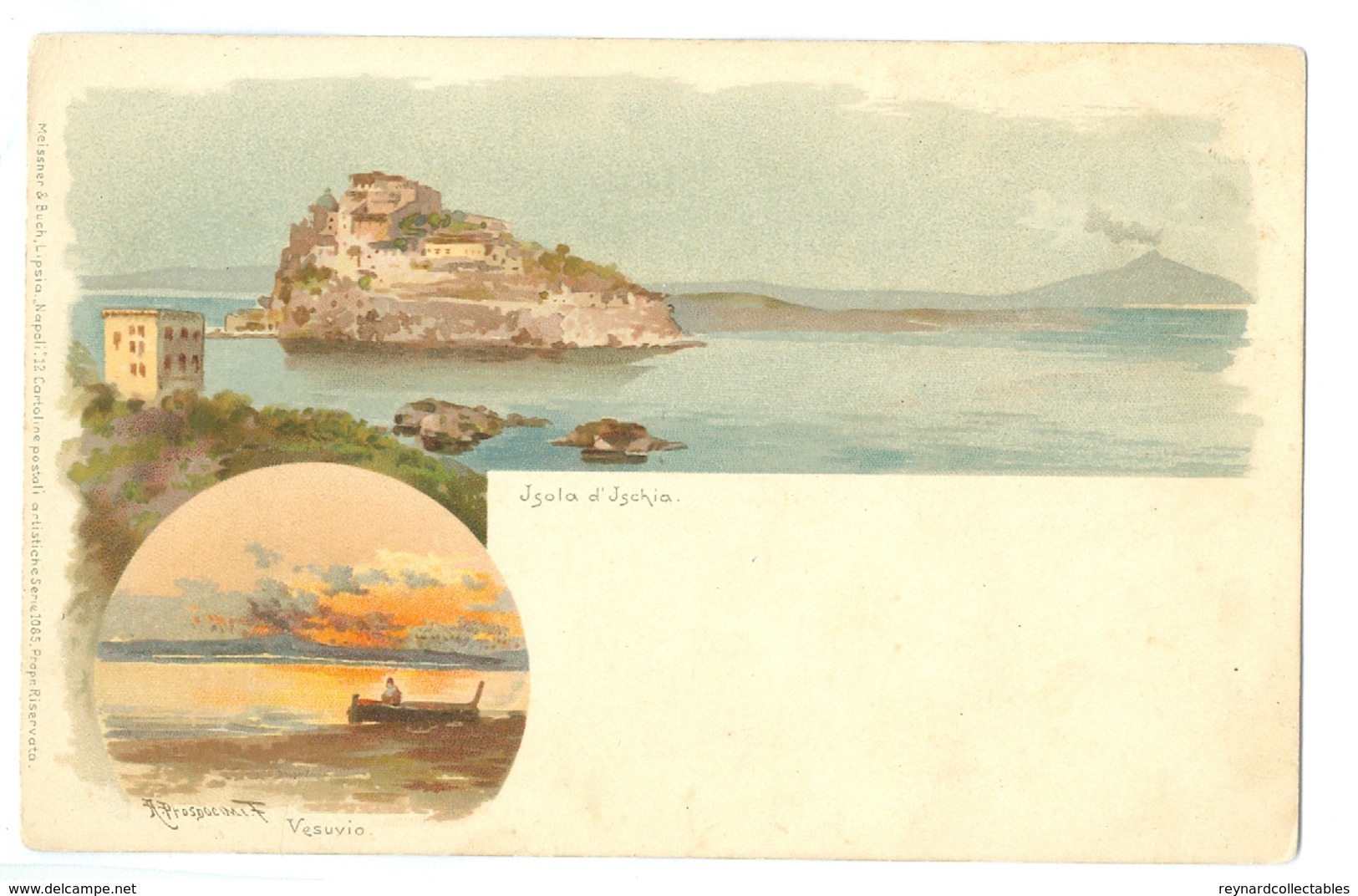 1900's, Italy, Napoli, Vesuvius. Alberto Prosdocimi Printed Art Pc, Unused. - Other & Unclassified