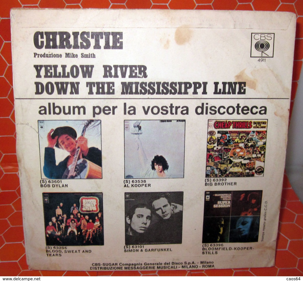 CHRISTIE YELLOW RIVER  COVER NO VINYL 45 GIRI - 7" - Accessories & Sleeves