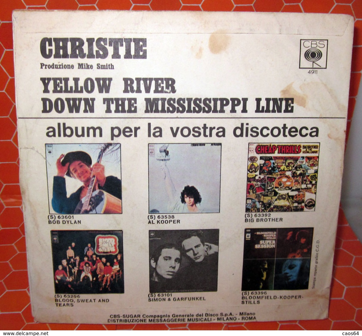 CHRISTIE YELLOW RIVER  COVER NO VINYL 45 GIRI - 7" - Accessori & Bustine